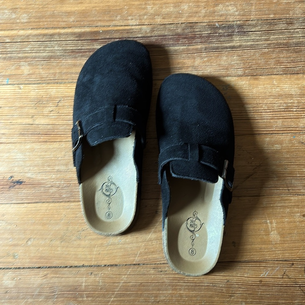 Black Suede Mules